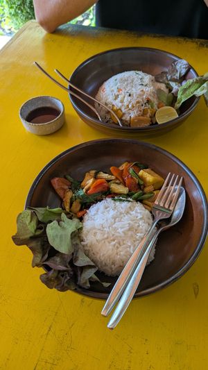 Tofu with basil (requested vegan) at Black Bananas in Koh Kut