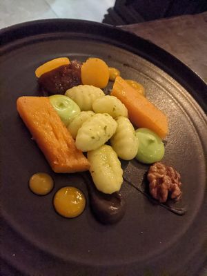 Cinderella"Shall Go to the Ball" pumpkin gnocchi at Six by Nico - Hanover St  in Edinburgh