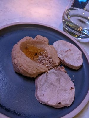 Garlic hummus with pitta at Six by Nico - Hanover St  in Edinburgh