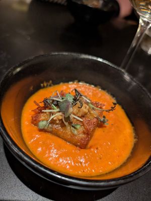 Nostalgia potato and red pepper sauce at Six by Nico - West in Edinburgh