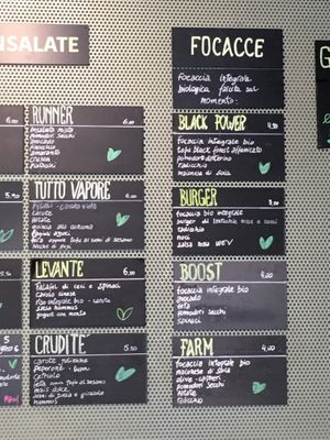 Salad and focaccia choices  at We'v V3RAW in Cuneo