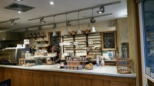 The take-away counter at Le Pain Quotidien - High St in South West London