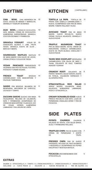 Menu  at La Papa in Barcelona