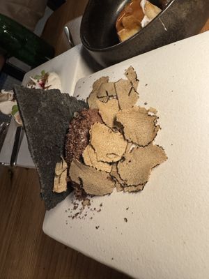 1 of the 3 desserts we ordered - the chocolate mouse   at Fronda Pasaje BCN in Barcelona