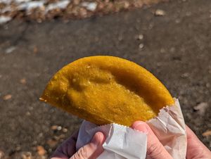 Jackfruit and vegan mozzarella empanada #Veganuary at Salsa Rosada in St Louis