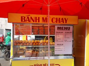 Looking towards the restaurant #Veganuary at Bánh mì chay Khôi - Thoại Ngọc Hầu in Ho Chi Minh City
