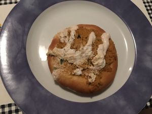 esfiha de frango com catupiry  at Loving Hut - Vila Mariana in Sao Paulo