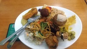 Self service vegan buffet with a huge variety, Japanese, Chinese, Arab, Brazilian cuisine at Loving Hut - Vila Mariana in Sao Paulo