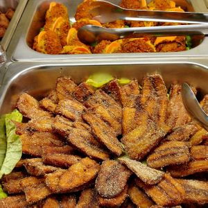 Banana and acarajé at Loving Hut - Vila Mariana in Sao Paulo