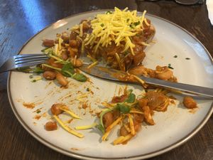 Home made beans on toast with vegan cheesee  at Badger & Bean  in Howden