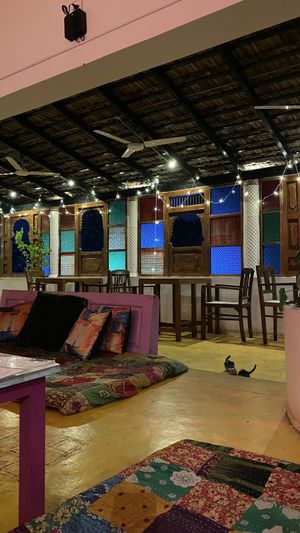 Chill out seating as well as tables  at Terrassen Cafe in Kuilapalayam