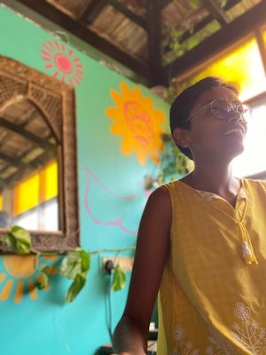 Colorful Corner for nice pictures at Terrassen Cafe in Kuilapalayam