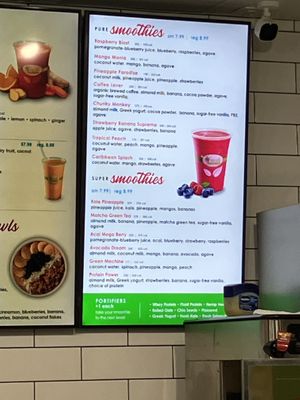 Several smoothie options  at Fresh Healthy Cafe in Gibsons