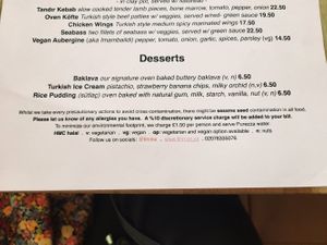 Menu, they charge for tap water at FIRIN in North London