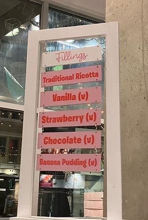 Filling options  at The Cannoli Bar in San Diego