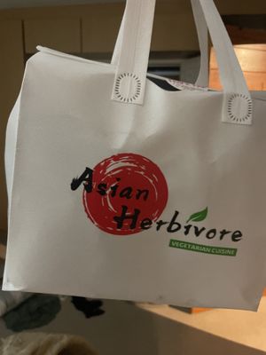Comes in a cute insulated bag   at Asian Herbivore Restaurant in Johannesburg
