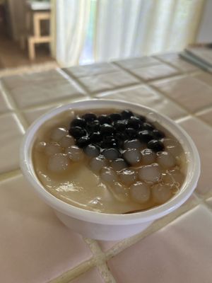 Taho from the farmers market. Tofu custard with tapioca pearls in brown sugar syrup    at The Guam Farmers Market in Guam