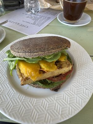 Seitan sandwich with quinoa breadd  at Mercado Verde in Punta Del Este