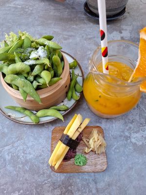 Mango nigiri, Edamame at ADIDA in Cologne