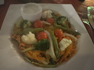 Vegetable green curryy  at La Villa Restaurant in Grand Case