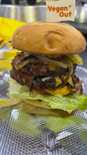 In house buyer blend with in house made burger buns  at Vegan N'Out in Houston
