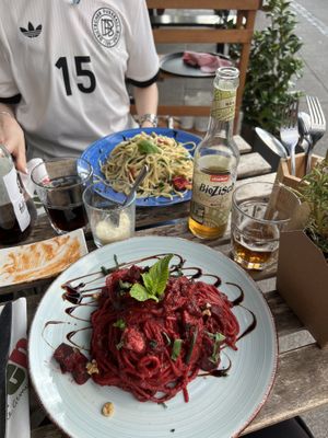 pink pasta  at Vengo Die Gemusekuche in Bremen