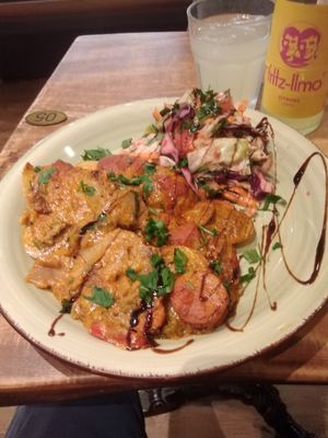 Fully vegan potato gratin with salad. at Vengo Die Gemusekuche in Bremen