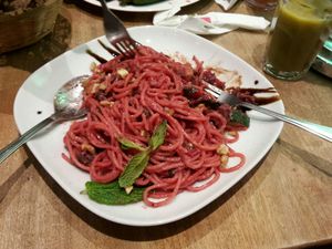 Pink Pasta at Vengo Die Gemusekuche in Bremen