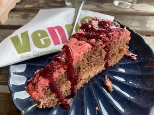 Raspberry Chocolate cake at Vengo Die Gemusekuche in Bremen