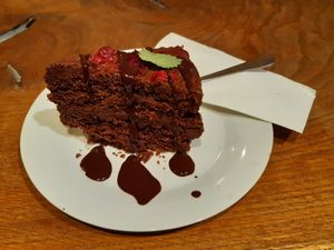 Chocolate raspberry cake at Vengo Die Gemusekuche in Bremen