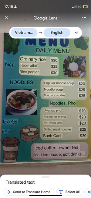 Google translate of the menu 🤷‍♀️  at Quán chay Thanh Nhàn in Tan Phu
