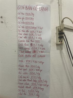 Freezer items pricing   at Quán chay Thanh Nhàn in Tan Phu