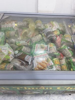 Freezer with vegan products for sale   at Quán chay Thanh Nhàn in Tan Phu