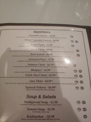 Already vegan appetizers and soup at Guru Indian Cuisine in Fredericksburg