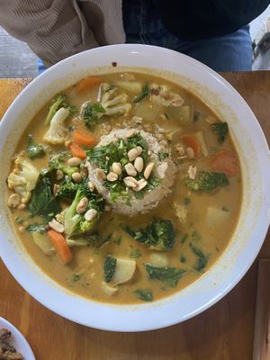 Rice and curry at Te Quiero Verde in San Cristobal De Las Casas