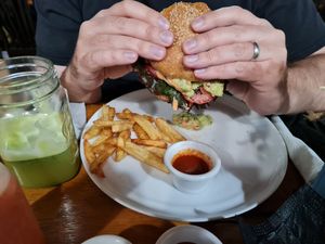 Vegan burger at Te Quiero Verde in San Cristobal De Las Casas