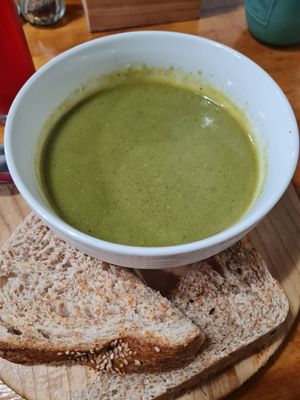 Broccoli soup at Te Quiero Verde in San Cristobal De Las Casas