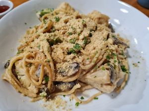 Alfredo pasta at Te Quiero Verde in San Cristobal De Las Casas