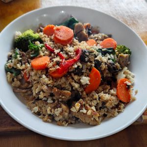 Arroz Frito con Seitán. Fried Rice with Seitan. #Veganuary at Te Quiero Verde in San Cristobal De Las Casas