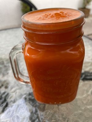 Beetroot and carrot juice  at Te Quiero Verde in San Cristobal De Las Casas