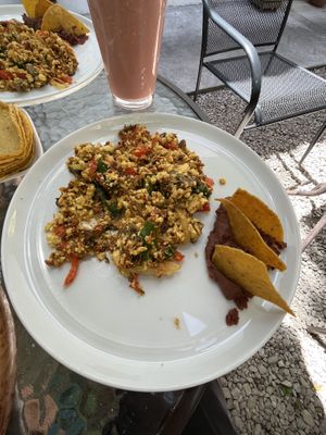 Tofu and beans breakfast   at Te Quiero Verde in San Cristobal De Las Casas