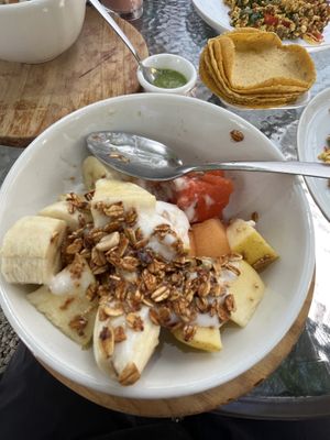 Fruit bowl for breakfast   at Te Quiero Verde in San Cristobal De Las Casas
