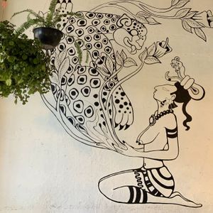 Wall art   at Te Quiero Verde in San Cristobal De Las Casas