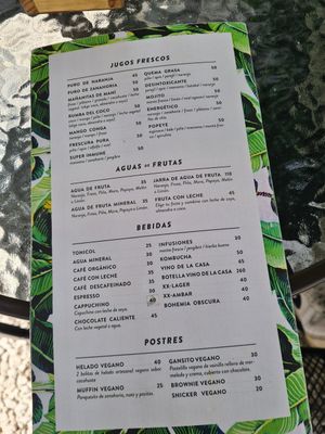 Menu at Te Quiero Verde in San Cristobal De Las Casas