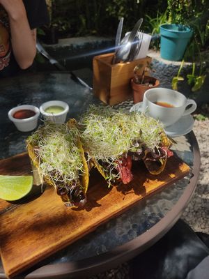 3 Seitan Tacos at Te Quiero Verde in San Cristobal De Las Casas
