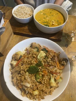 Bombay rice and tofu stir fry   at Te Quiero Verde in San Cristobal De Las Casas