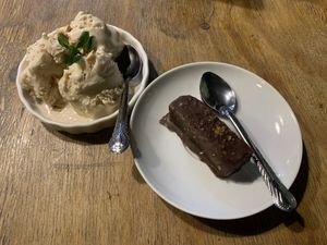 Delicious peanut ice cream and snickers    at Te Quiero Verde in San Cristobal De Las Casas