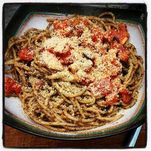 pesto pasta  at Te Quiero Verde in San Cristobal De Las Casas