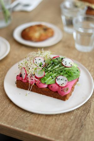 Beetroot and Tofu Avocado Toast at MAMÉ  in Orleans