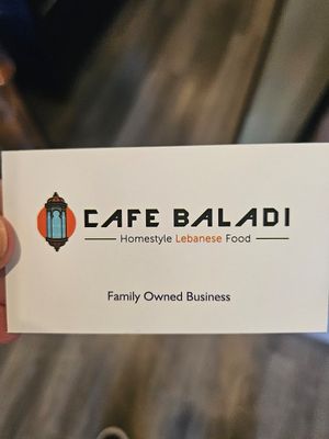 Business card #Veganuary at Cafe Baladi in Malvern